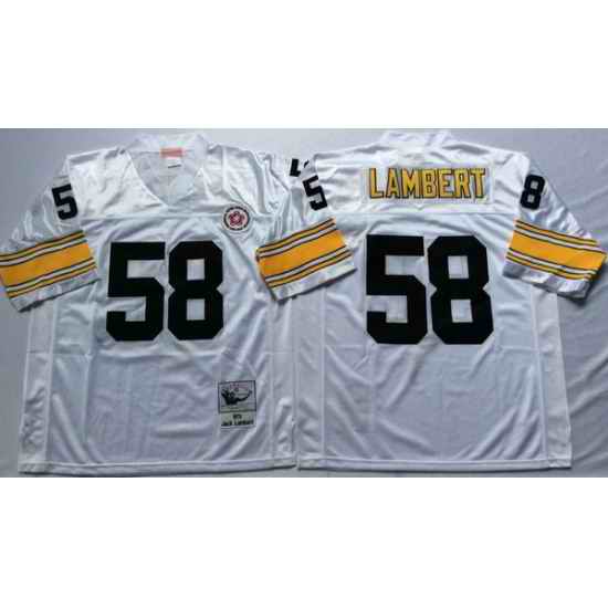 Men Pittsburgh Steelers 58 Jack Lambert White M&N Throwback Jersey